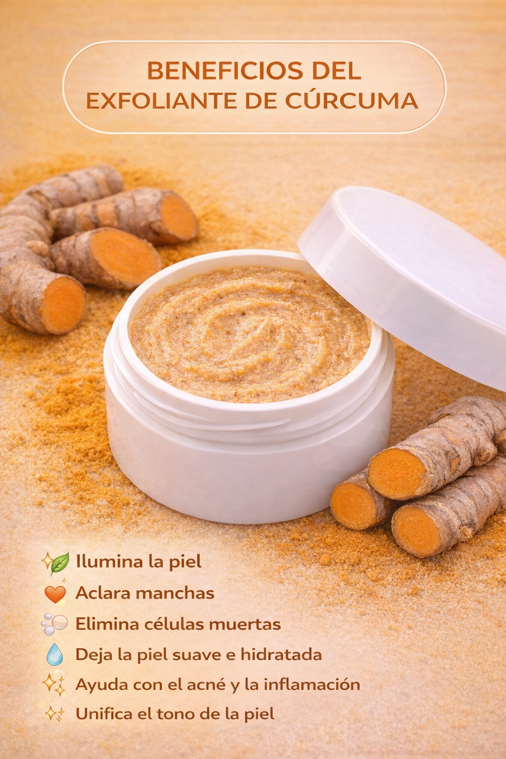 Exfoliante de Cúrcuma y Piña Virtuosa — Vitamina E y Colágeno 8oz