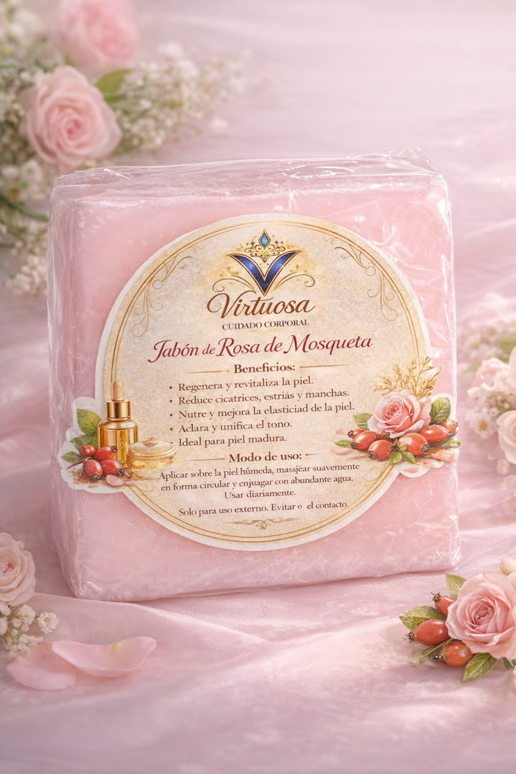 Jabón de Rosa de Mosqueta Virtuosa — Regenera, Aclara y Repara tu Piel